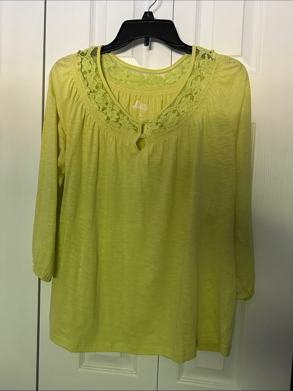 Bass Lace-Yoke Women's Blouse - Lime